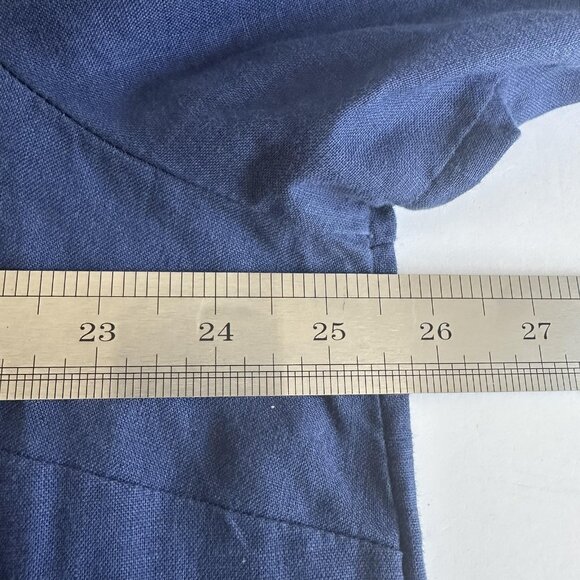 Ellen Tracy Tunic Top Womens 2X Blue Linen Zip Front 3/4 Sleeve Utility Office - Picture 12 of 13